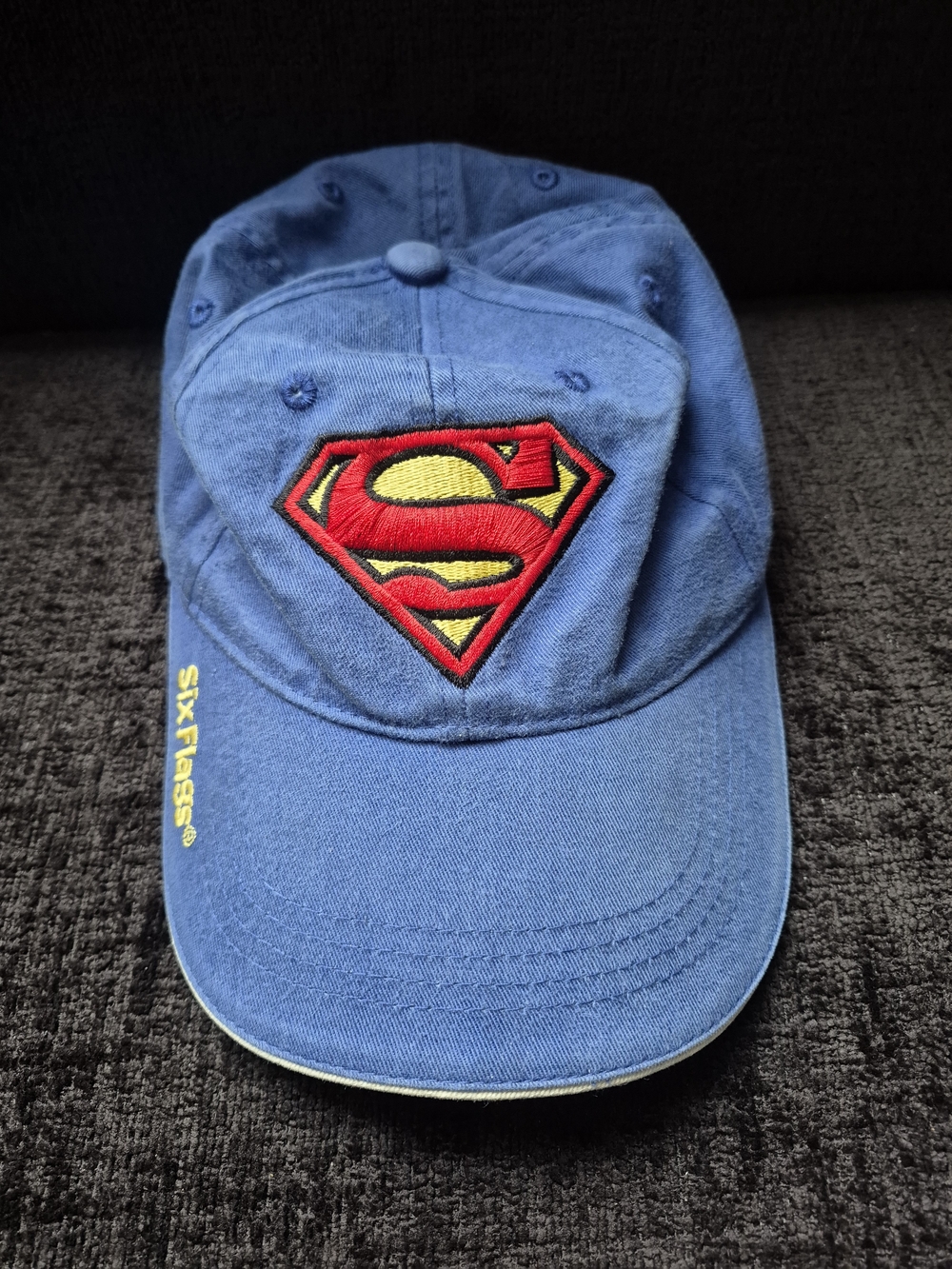 DC Comics Six Flags Superman Kids Baseball Cap Blue Adjustable Hat